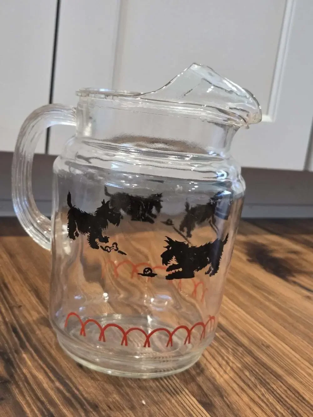 Vtg Hazel Atlas Black Scottie Dog Glass Pitcher 6